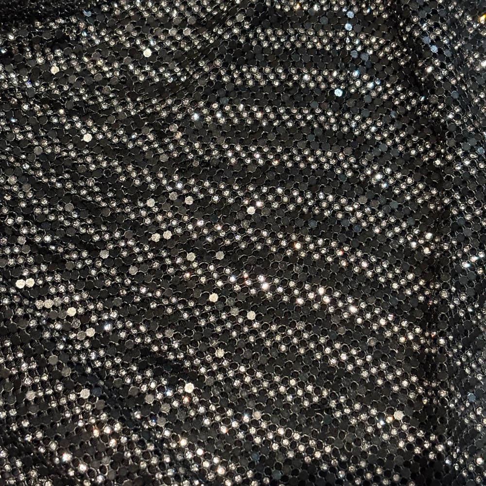 STEVE MADDEN JANET SPARKLE SILVER & BLACK BACKLESS COWL NECK PARTY HALTER TOP - Picture 12 of 14
